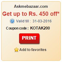 India Desire : Askmebazaar Kotak Bank Offer: Get Rs. 200 Off On Rs. 500 And Rs. 450 Off On Rs. 1000 Using Kotak Bank Cards
